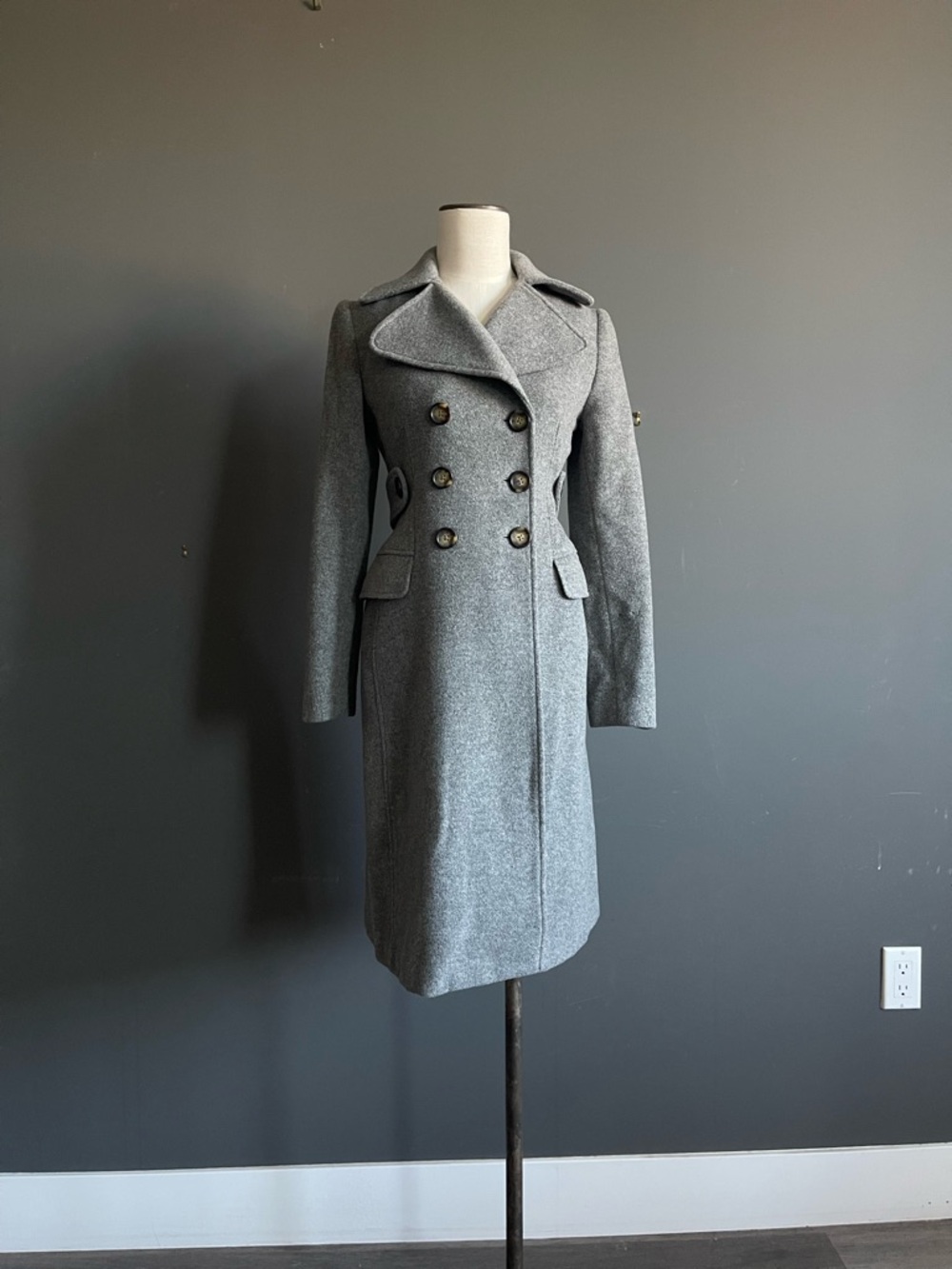 Banana Republic Wool Cashmere Coat Gray Double Breasted Tailored Work Capsule